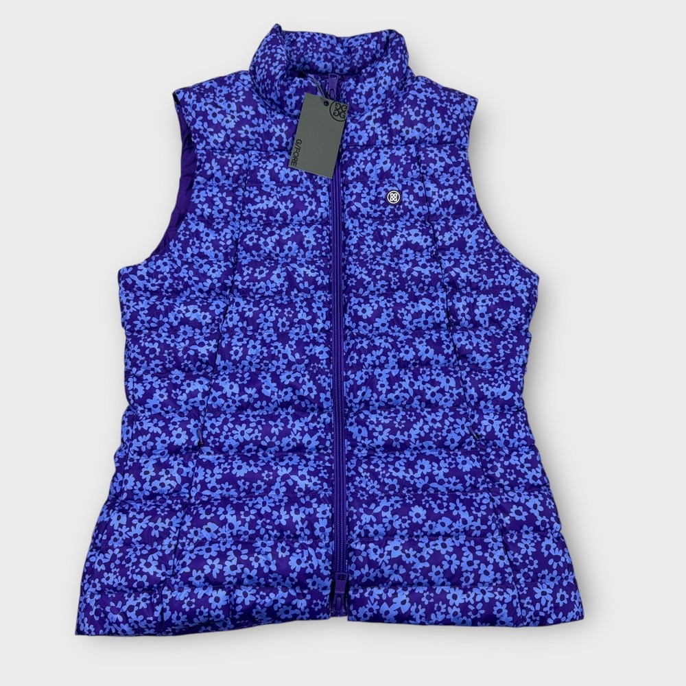 G/Fore G4‎ Vest Women's XS Violet Floral Print Golf Quilted Puffer Activewear